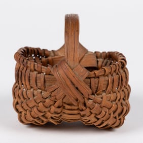 VALLEY OF VIRGINIA MINIATURE RIB-TYPE WOVEN-SPLINT BASKET