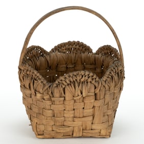 PATRICK CO., VIRGINIA, ATTRIBUTED, STAVE-TYPE WOVEN-SPLINT BASKET
