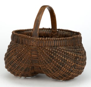 PROPST OR EYE FAMILY, PENDLETON CO., WEST VIRGINIA RIB-TYPE WOVEN SPLINT BASKET