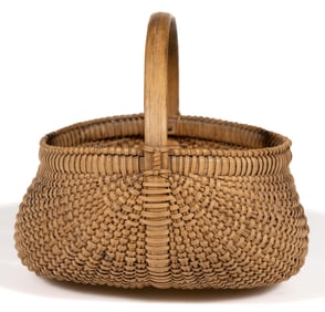 MARY CAUSBY (BURKE CO., NORTH CAROLINA, 1873-1955) RIB-TYPE WOVEN-SPLINT MINIATURE BASKET