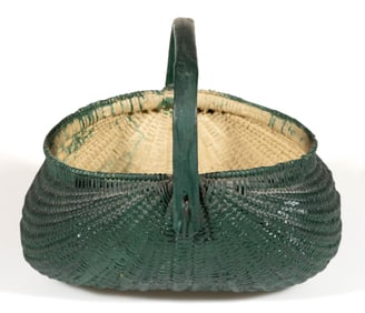 VIRGINIA PAINTED DIMINUTIVE RIB-TYPE WOVEN-SPLINT BASKET