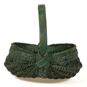 EASTERN TENNESSEE DIMINUTIVE PAINTED RIB-TYPE WOVEN-SPLINT BASKET
