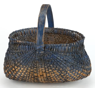 AMERICAN PAINTED RIB-TYPE WOVEN-SPLINT BASKET