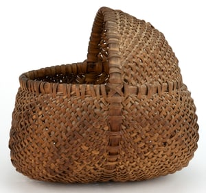 APPALACHIAN RIB-TYPE WOVEN-SPLINT GATHERING BASKET