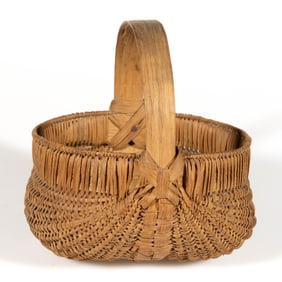 EASTERN TENNESSEE DIMINUTIVE RIB-TYPE WOVEN-SPLINT BASKET