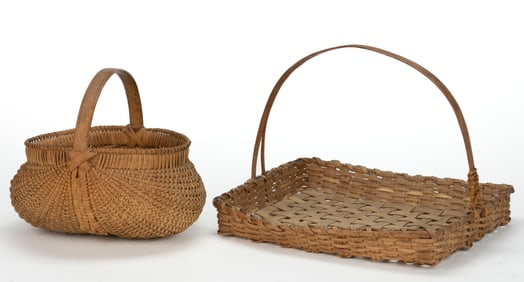 SOUTHERN APPALACHIAN WOVEN-SPLINT BASKETS, LOT OF TWO