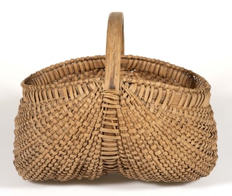 SOUTHERN APPALACHIAN, PROBABLY VIRGINIA, RIB-TYPE WOVEN-SPLINT BASKET