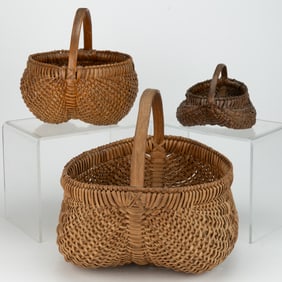 APPALACHIAN RIB-TYPE WOVEN-SPLINT BASKETS, LOT OF THREE