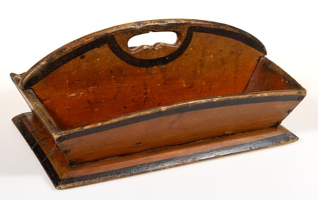 AMERICAN PAINT-DECORATED POPLAR KNIFE BOX / CUTLERY TRAY