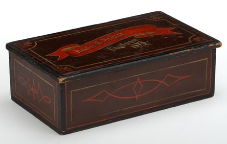 NEW YORK STATE FOLK ART PAINT-DECORATED PINE BOX