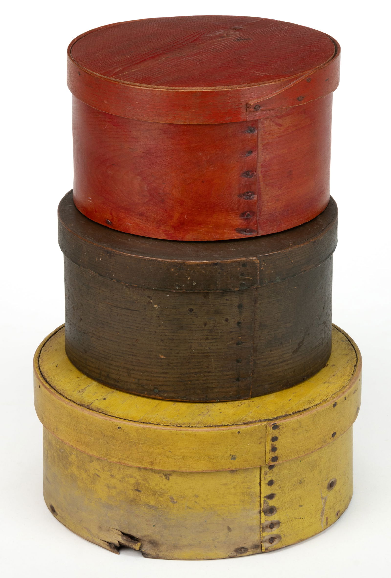 AMERICAN COUNTRY PAINTED BENTWOOD PANTRY BOXES, LOT OF THREE (1 of 4)