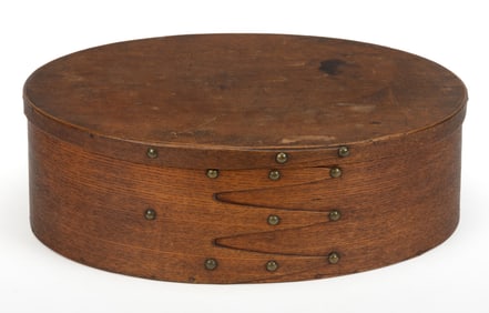 AMERICAN, POSSIBLY SHAKER, THREE-FINGER OVERSIZED BENTWOOD PANTRY BOX
