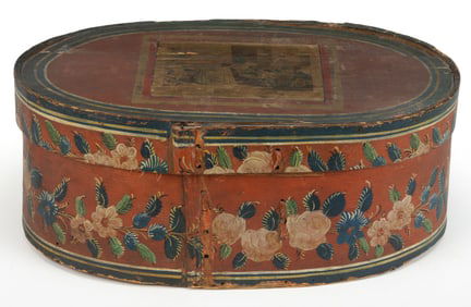 SCANDINAVIAN PAINT-DECORATED BENTWOOD BRIDE'S BOX