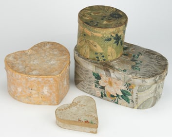 ASSORTED AMERICAN WALLPAPER COVERED BOXES, LOT OF FOUR