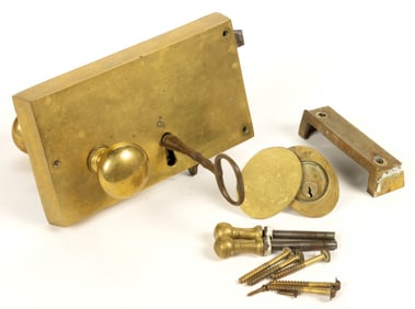 FOLGER ADAM COMPANY FOR COLONIAL WILLIAMSBURG REPRODUCTION BRASS BOX / RIM LOCK