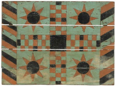 FOLK ART PAINT-DECORATED PINE GAMEBOARD
