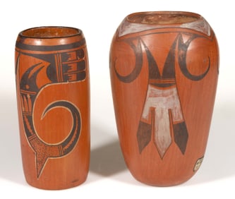 NATIVE AMERICAN HOPI PUEBLO POTTERY VASES, LOT OF TWO