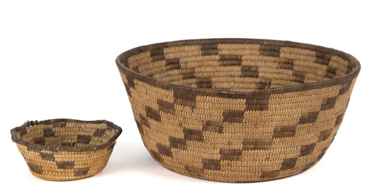 NATIVE AMERICAN PIMA / PAPAGO WOVEN-COIL BASKETS, LOT OF TWO