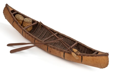 NATIVE AMERICAN OJIBWE BIRCH CANOE MODEL