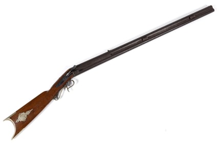 ANTIQUE UNMARKED MULE-EAR SIDE HAMMER PERCUSSION RIFLE / SHOTGUN COMBINATION