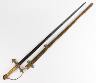 MEXICAN WAR ERA MILITIA OFFICER'S SWORD AND SCABBARD