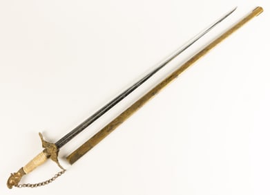 AMES-STYLE AMERICAN MILITIA OFFICER'S SWORD AND SCABBARD