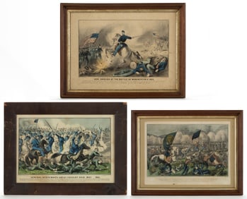 HISTORICAL CURRIER & IVES CIVIL WAR VIRGINIA BATTLE PRINTS, LOT OF THREE
