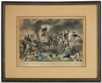 HISTORICAL CURRIER & IVES "THE BATTLE OF NEW ORLEANS" PRINT