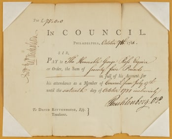 PETER MUHLENBERG (1746-1807) SIGNED DOCUMENT