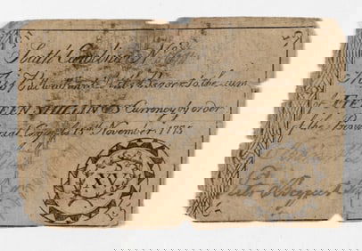 SOUTH CAROLINA COLONIAL CURRENCY NOTE