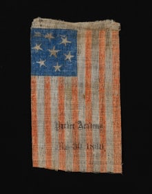 RARE SOUTHERN PROTO-CONFEDERATE "INCLUSIONARY" SEVEN-STAR PARADE FLAG WITH OVERPRINT