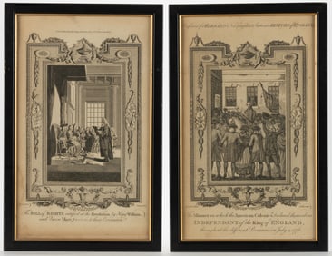 AMERICAN AND ENGLISH 18TH CENTURY HISTORICAL PRINTS, LOT OF TWO