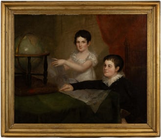 RARE SOUTHERN SCHOOL (19TH CENTURY) DOUBLE PORTRAIT OF SIBLINGS WITH ALABAMA ASSOCIATION