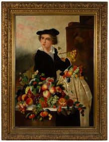 SCHOOL OF CHARLES BAUM (GERMAN / AMERICAN, 1812-1877) "THE FRUIT SELLER" PAINTING