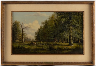 WILLIAM MCKENDREE SNYDER (INDIANA, 1848-1930) "BEECHES IN JUNE" LANDSCAPE PAINTING