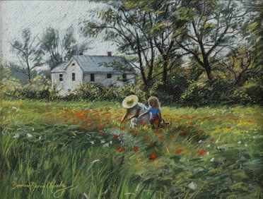 BONNIE MARIE CHUMLEY (AMERICAN, B. 1961) "WILD FLOWERS" DRAWING