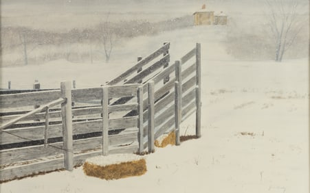 JEFF W. CHUMLEY (AMERICAN, ACTIVE 20TH/21ST CENTURY) SNOW SCENE AT VAUCLUSE SPRING PAINTING