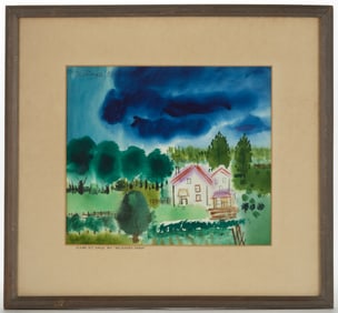 NELL BLAINE (VIRGINIA, 1922-1996) "MT. DALE, NY, 'PECHTER'S FARM" PAINTING