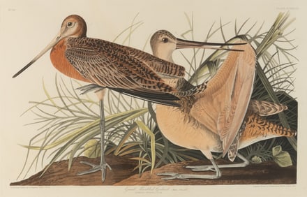 JOHN JAMES AUDUBON (AMERICAN, 1785-1851) "GREAT MARBLED GODWIT" ORNITHOLOGICAL PRINT