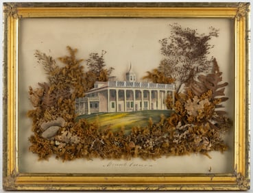 AMERICAN SCHOOL (19TH CENTURY) FOLK ART PAINTING / SHADOWBOX OF MOUNT VERNON