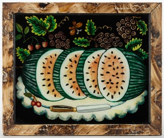 AMERICAN FOLK ART REVERSE-PAINTED THEOREM