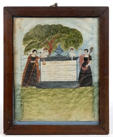 EXTREMELY RARE VIRGINIA FOLK ART MEMORIAL DRAWING FOR THE USS PRINCETON
