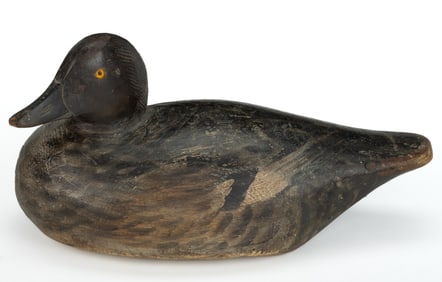 A. ELMER CROWELL (EAST HARWICH, MASSACHUSETTS, 1862-1952) CARVED AND PAINTED GOLDENEYE HEN DECOY