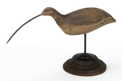 VIRGINIA / NORTH CAROLINA CARVED AND PAINTED LONG-BILLED CURLEW SHOREBIRD DECOY