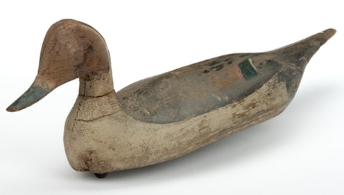 LLOYD TYLER (CRISFIELD, MARYLAND, 1898-1971), ATTRIBUTED, CARVED AND PAINTED PINTAIL DRAKE DECOY