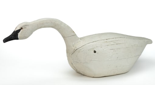 AMERICAN FOLK ART CARVED AND PAINTED SWAN DECOY