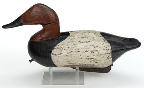 JOHN "DADDY" HOLLY (HAVRE DE GRACE, MARYLAND, 1818-1892), ATTRIBUTED, CARVED AND PAINTED CANVASBACK