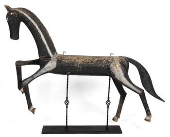 RARE SOUTHERN FOLK ART CARVED AND PAINTED HORSE TRADE FIGURE