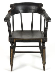 RARE SIGNED WINCHESTER, SHENANDOAH VALLEY OF VIRGINIA PAINTED FIREHOUSE WINDSOR ARMCHAIR