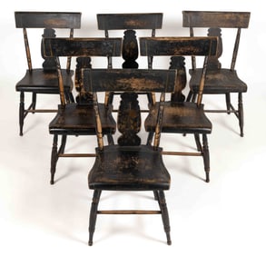 SHENANDOAH VALLEY OF VIRGINIA, PROBABLY ROCKBRIDGE CO., PAINTED FANCY SIDE CHAIRS, SET OF SIX
